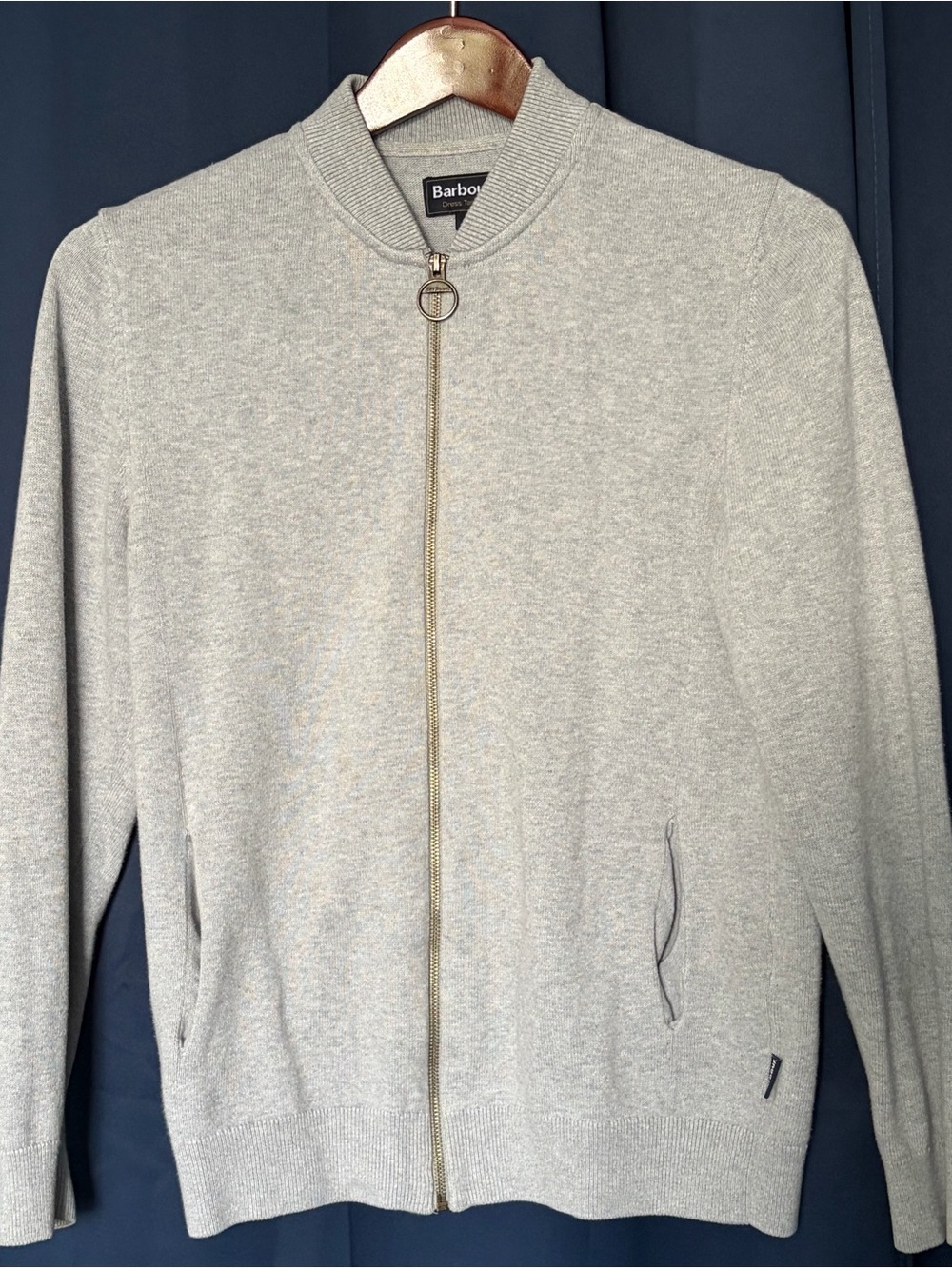 Barbour Tartan Light Gray Full Zip Sweater Size M - Picture 1 of 4
